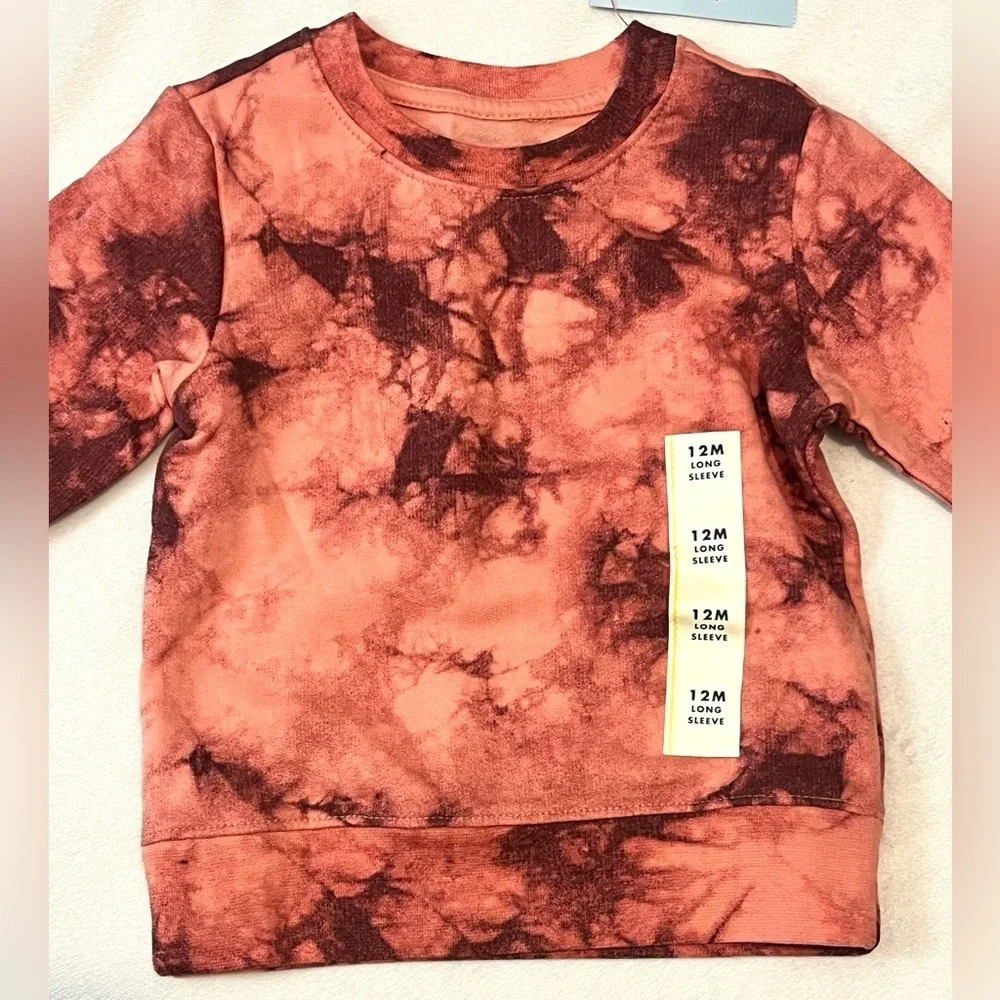 Cat & Jack Kids Tie-Dye Sweatsuit Long Sleeve Sweatshirt & Jogger Set 12 Months